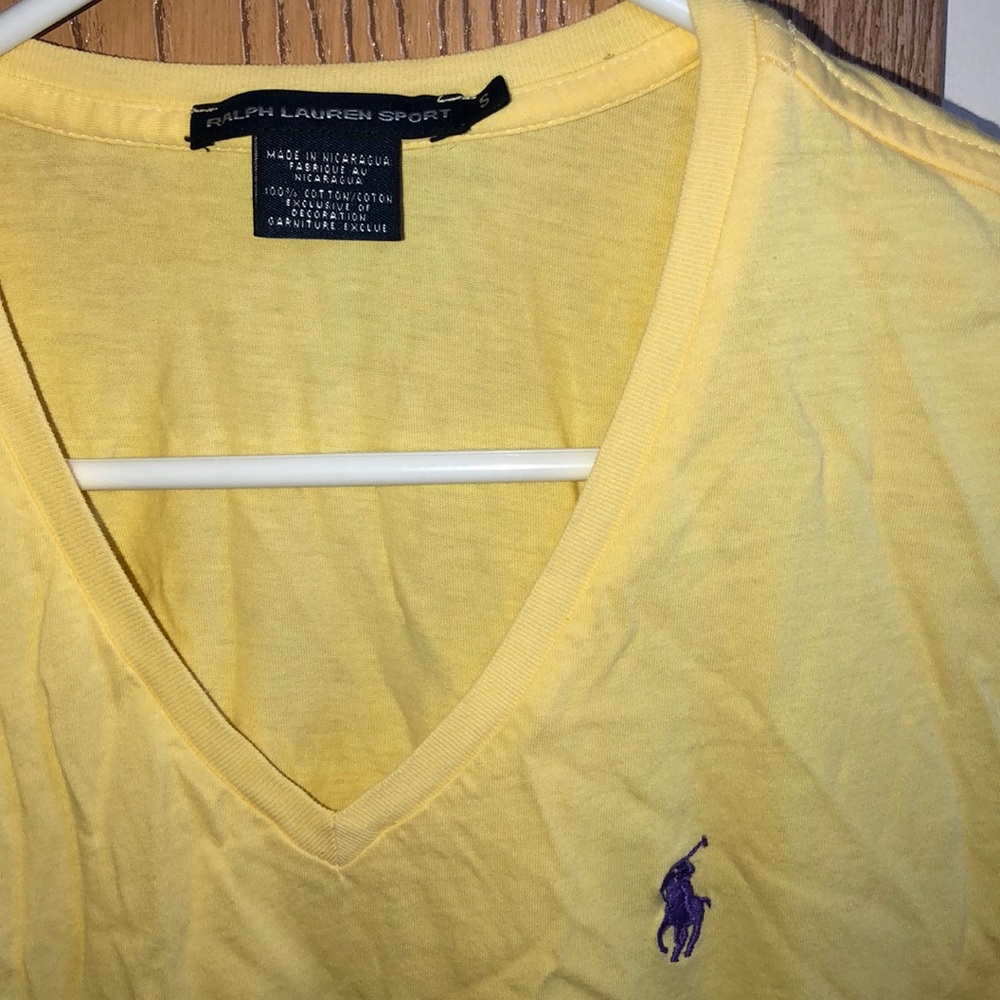 Yellow Ralph Lauren V neck Tee - Picture 2 of 2
